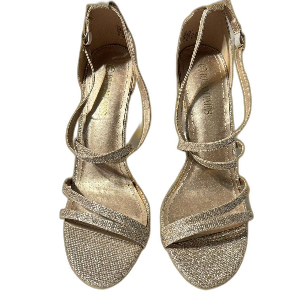 Dreampairs High Heels Gold/Glitter GiGI Women’s 11 Glam Wedding Prom